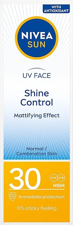 Nivea Сонцезахисний крем для обличчя з ефектом матування Sun UV Face Shine Control Mattifying Effect SPF 30 - фото N1