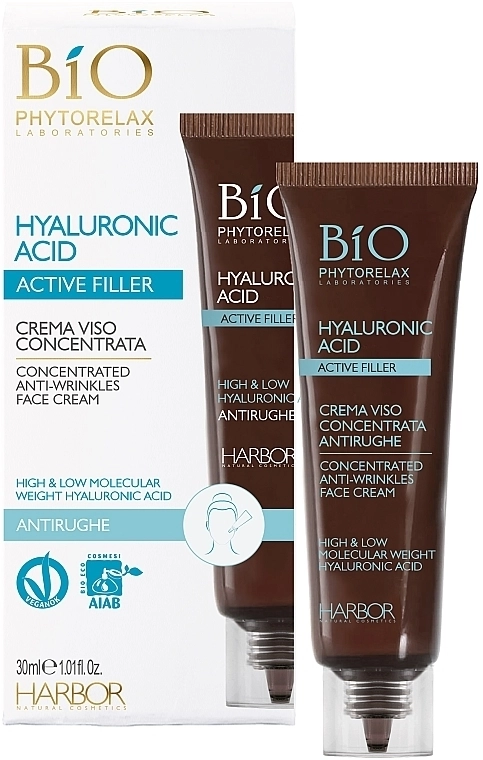 Phytorelax Laboratories Концентрований крем-філер із високо- та низькомолекулярною гіалуроновою кислотою проти зморщок "Миттєве зволоження" Active Filler Hyaluronic Acid Concentrated Anti-Wrinkles Face Cream - фото N1
