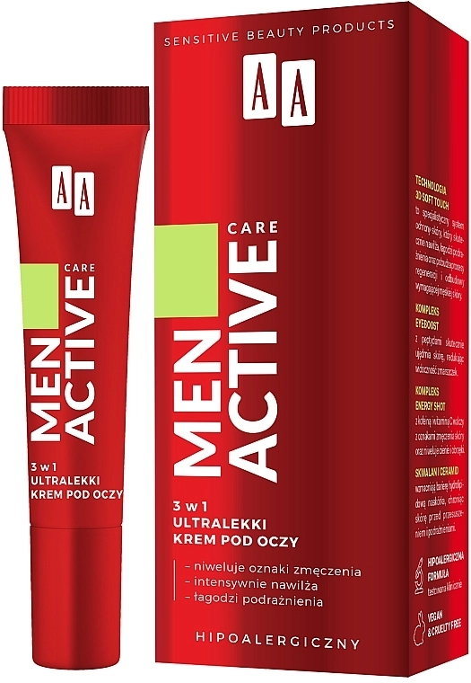 AA Ультралегкий крем для век 3 в 1 Cosmetics Men Active Care - фото N1