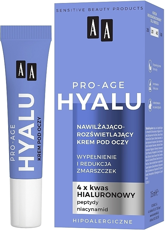 AA Зволожувальний крем для зони навколо очей Hyalu Pro-Age Eye Cream - фото N1