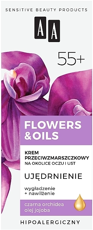 AA Зміцнювальний крем проти зморщок навколо очей і губ 55+ Flowers & Oils Eye And Lip Cream - фото N2