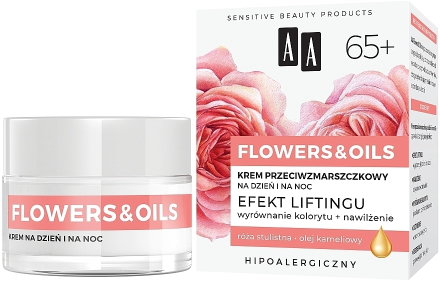 AA Денний і нічний крем з ліфтинг-ефектом 65+ Flowers & Oils Night And Day Lifting Effect Cream - фото N1