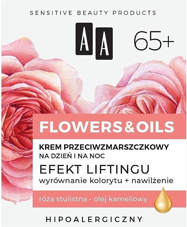 AA Денний і нічний крем з ліфтинг-ефектом 65+ Flowers & Oils Night And Day Lifting Effect Cream - фото N2
