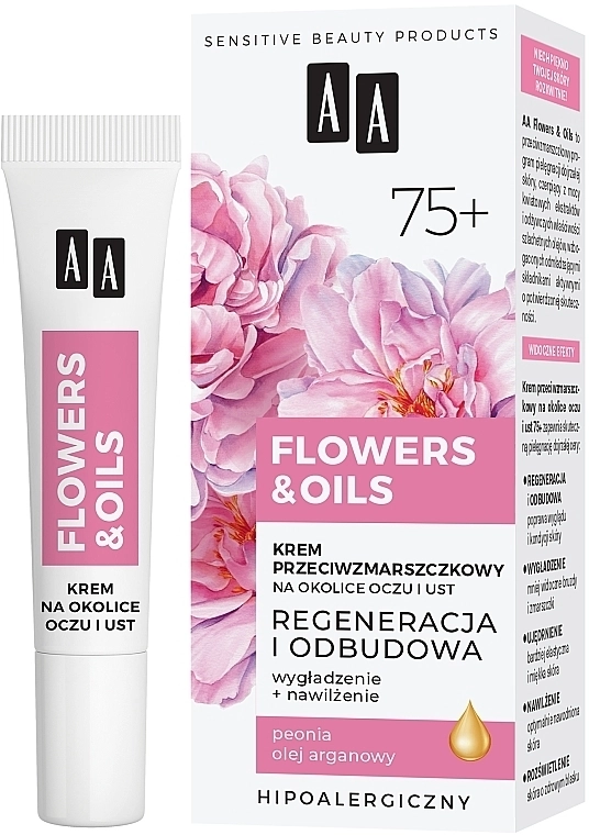 AA Крем от морщин для области вокруг глаз и губ 75+ Flowers & Oils Anti-Wrinkle Eyes And Lip Cream - фото N1