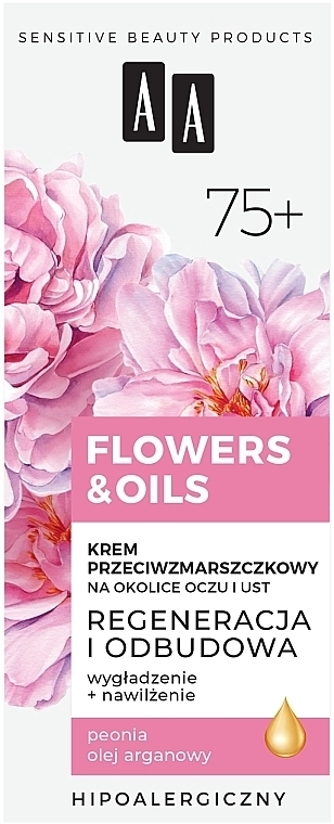 AA Крем от морщин для области вокруг глаз и губ 75+ Flowers & Oils Anti-Wrinkle Eyes And Lip Cream - фото N2