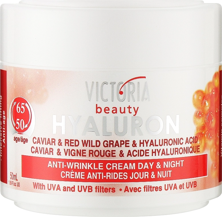 Victoria Beauty Крем для обличчя з ікрою та червоним диким виноградом Hyaluron Anti-Wrinkle Cream 50 - 65 Age - фото N1