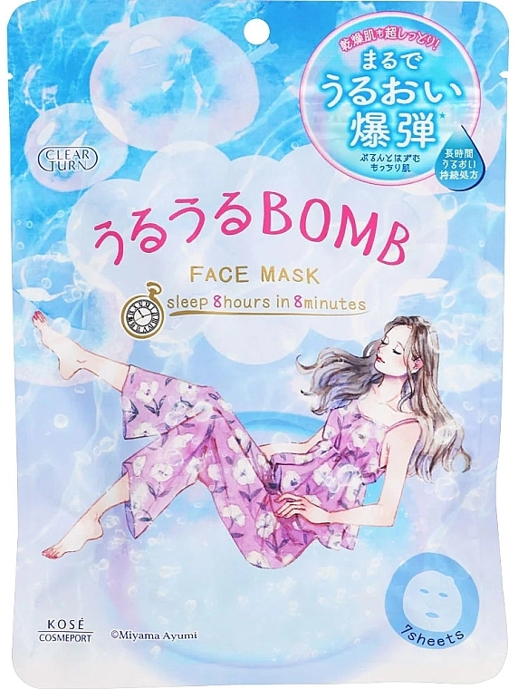 KOSE Інтенсивно зволожуюча маска для обличчя Cosmetic Clear Turn Uruuru Bomb Mask - фото N1