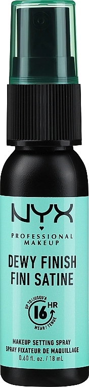NYX Professional Makeup Dewy Finish Fini Satine Long Lasting Setting Spray (міні) Спрей-фіксатор для макіяжу з ефектом вологої шкіри - фото N1