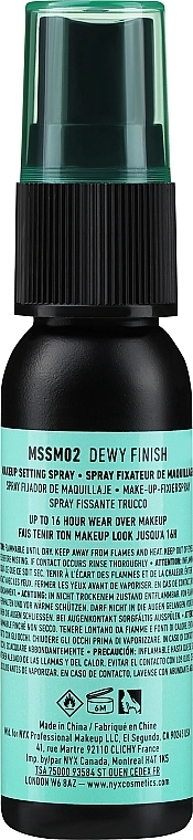 NYX Professional Makeup Dewy Finish Fini Satine Long Lasting Setting Spray (міні) Спрей-фіксатор для макіяжу з ефектом вологої шкіри - фото N2