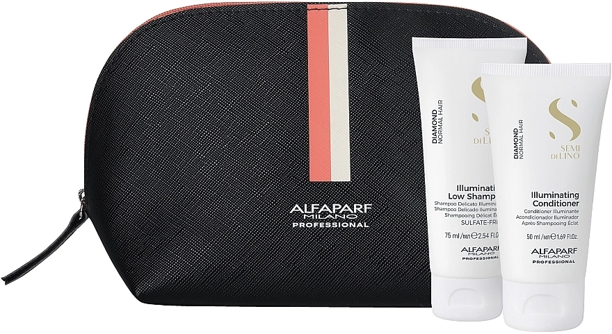 Alfaparf Набір Diamond Normal Hair Illuminating Travel Set (shm/75ml + mask/50ml + bag/1pc) - фото N1