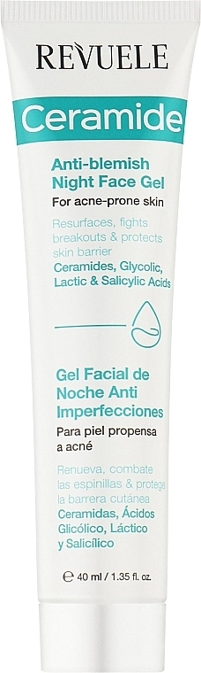 Revuele Ночной гель для склонной к акне кожи лица Ceramide Anti-Blemish Night Face Gel For Acne-Prone Skin - фото N1