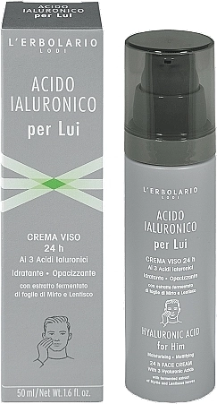 L’Erbolario Чоловічий крем для обличчя з гіалуроновою кислотою Face Cream Hyaluronic Acid for Him - фото N1