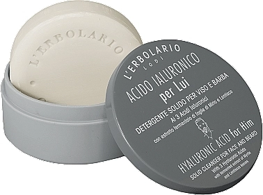 L’Erbolario Мыло для лица и бороды с гиалуроновой кислотой Solid Cleanser Face and Beard Hyaluronic Acid for Him - фото N2