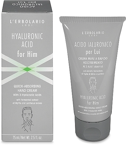 L’Erbolario Крем для рук с гиалуроновой кислотой Hand Cream Hyaluronic Acid for Him - фото N1