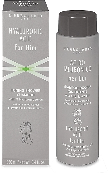 L’Erbolario Тонизирующий шампунь для душа с гиалуроновой кислотой Toning Shower Shampoo Hyaluronic Acid for Him - фото N1