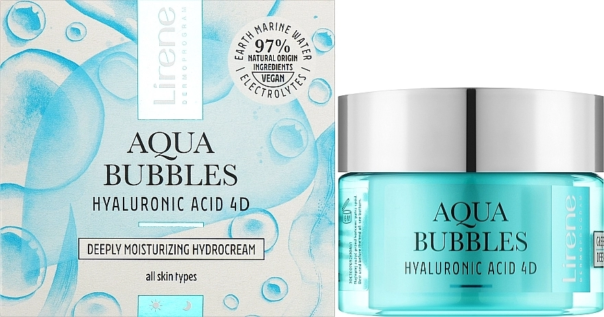 Lirene Зволожувальний гідрокрем для обличчя Aqua Bubbles Hyaluronic Acid 4D Moisturizing Hydrocream - фото N2