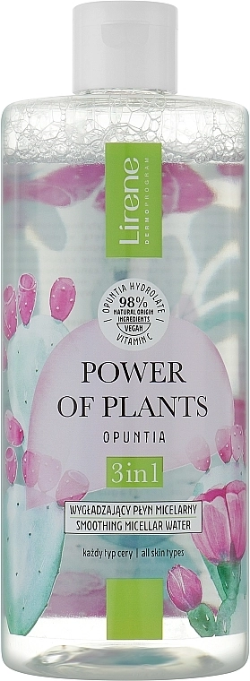 Lirene Разглаживающая мицеллярная вода 3в1 Power Of Plants Opuncja Micellar Water - фото N1