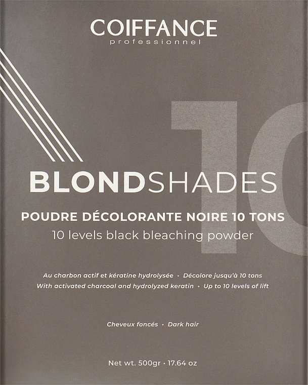 Coiffance Professionnel Освітлювальна пудра для волосся з активованим вугіллям Coiffance Professional Blondshades 10 Levels Black Bleaching Powder - фото N1