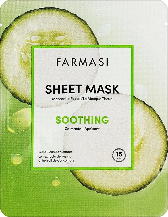 Farmasi Заспокійлива маска для обличчя з екстрактом огірка Dr.C.Tuna Sheetv Mask Soothing - фото N1