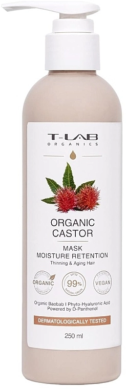 T-LAB Professional Глубоко увлажняющая маска для сухих волос Organic Castor Moisture Retention Mask - фото N1