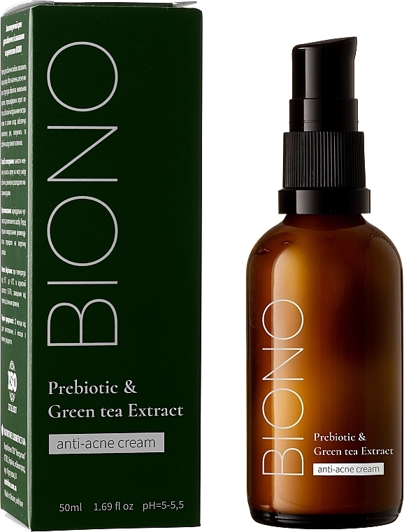 Biono Крем антиакне для лица с пребиотиками и экстрактом зеленого чая Prebiotic And Green Tea Extract Anti-Acne Cream - фото N1