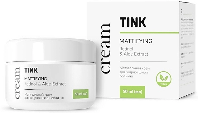 Tink Матуючий крем для жирної шкіри обличчя Mattifying Retinol & Aloe Extract Cream - фото N1