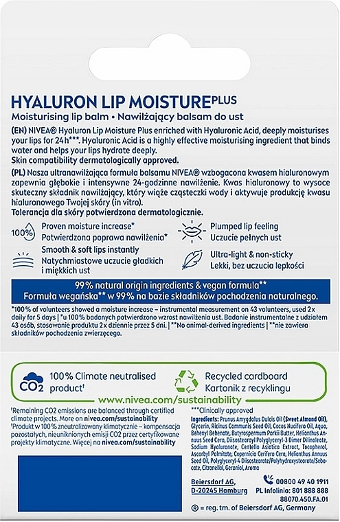 Nivea Бальзам для губ Hyaluron Lip Moisture Plus - фото N2