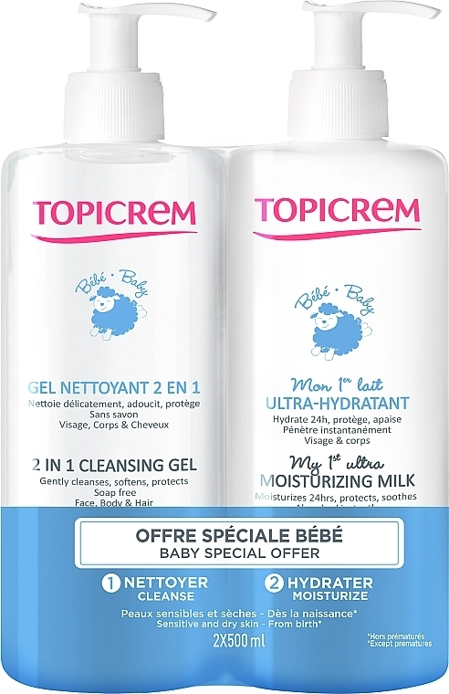 Topicrem Набір Baby (b/milk/500ml + gel/500ml) - фото N1