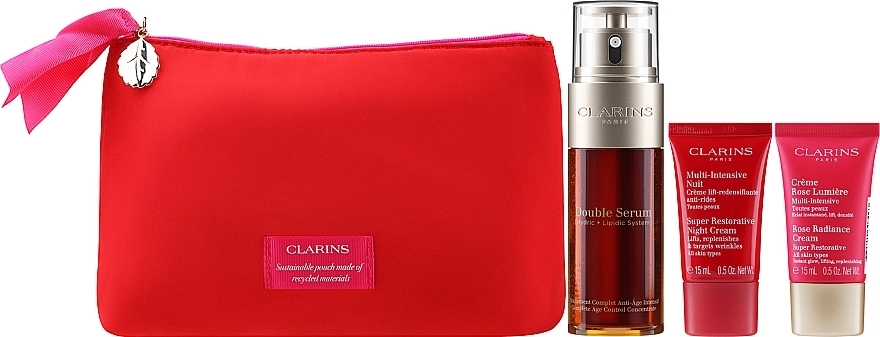 Clarins УЦЕНКА Набор VP Double Serum & Super Restorative (f/ser/50ml + f/cr/2x15ml + bag) * - фото N2