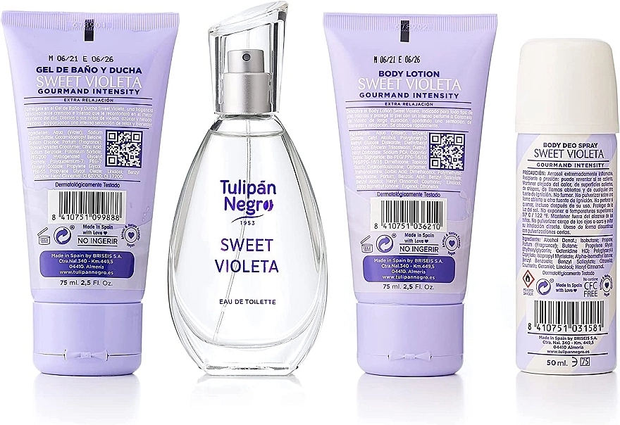 Tulipan Negro Sweet Violeta Набор (edt/50ml + b/lot/75ml + sh/gel/75ml + deo/50ml) - фото N4