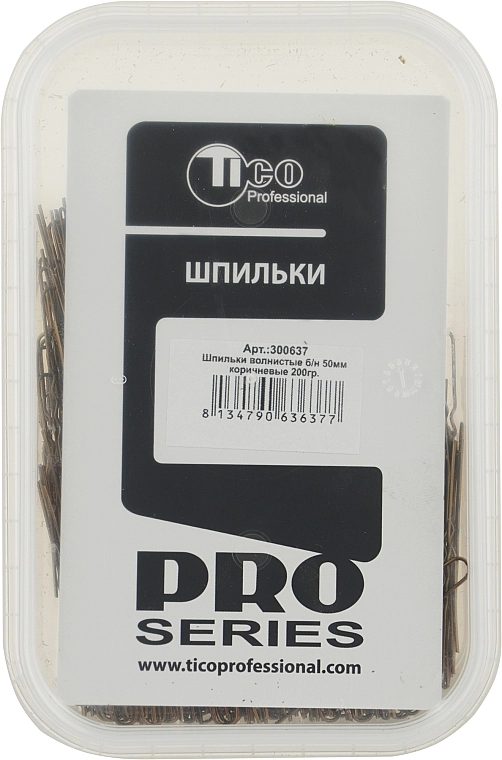 TICO Professional Шпильки для волосся хвилясті без наконечника, 50 мм, коричневі - фото N1