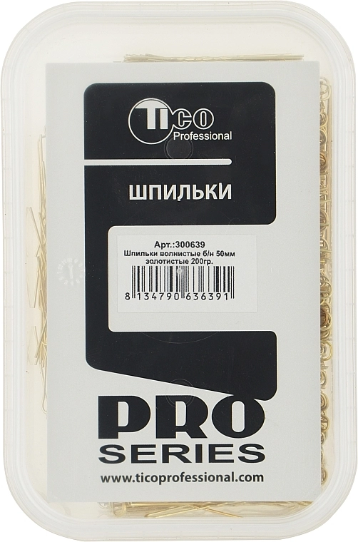 TICO Professional Шпильки для волосся хвилясті без наконечника, 50 мм, золотисті - фото N1