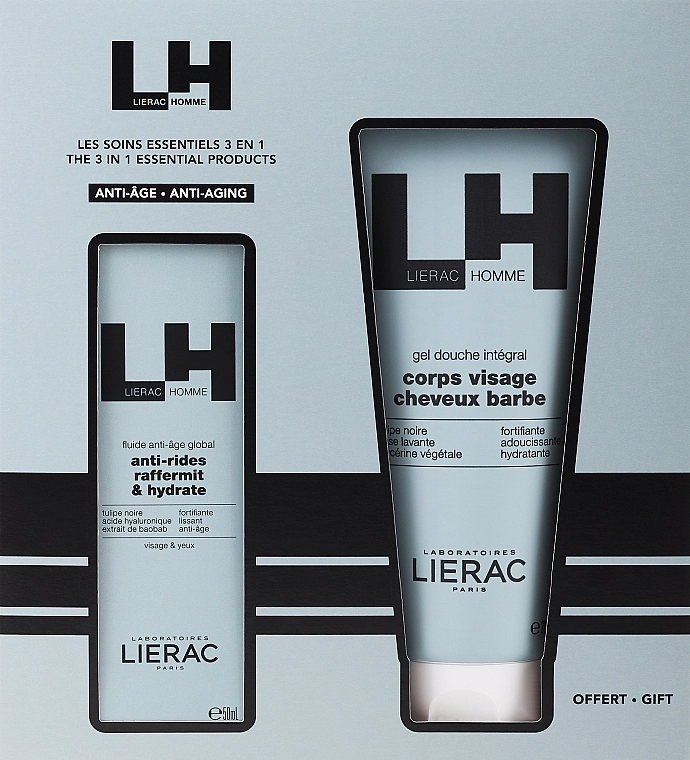 Lierac Набор Homme The 3 in 1 Essential Products (fluid/50ml + sh/gel/200ml) - фото N1