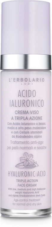 L’Erbolario Крем с гиалуроновой кислотой для нормальной и сухой кожи лица Acido Ialuronico Crema Viso a Tripla Azione - фото N2