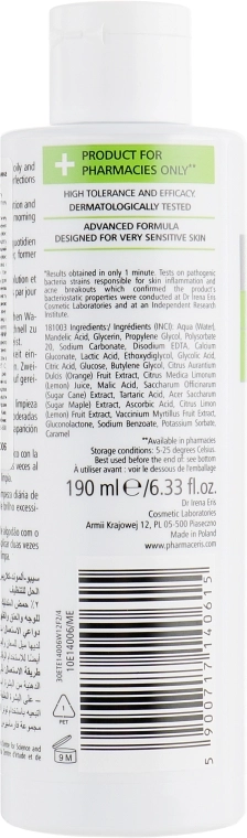 Pharmaceris Бактеріостатична рідина для обличчя, області декольте і спини з 3% мигдальної кислотою T Sebo-Almond-Claris Bacteriostatic Cleansing Solution - фото N2