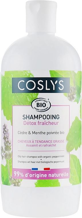 Coslys Шампунь для жирных волос с органической перечной мятой Shampoo with organic peppermint - фото N3