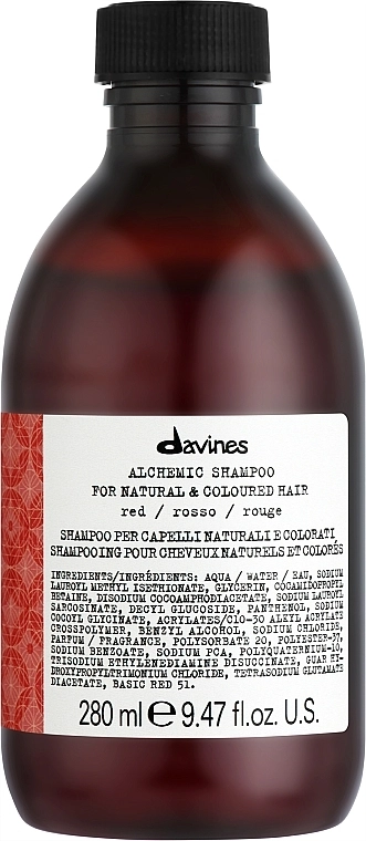 Davines Шампунь для натурального і фарбованого волосся (червоний) Alchemic Shampoo - фото N2