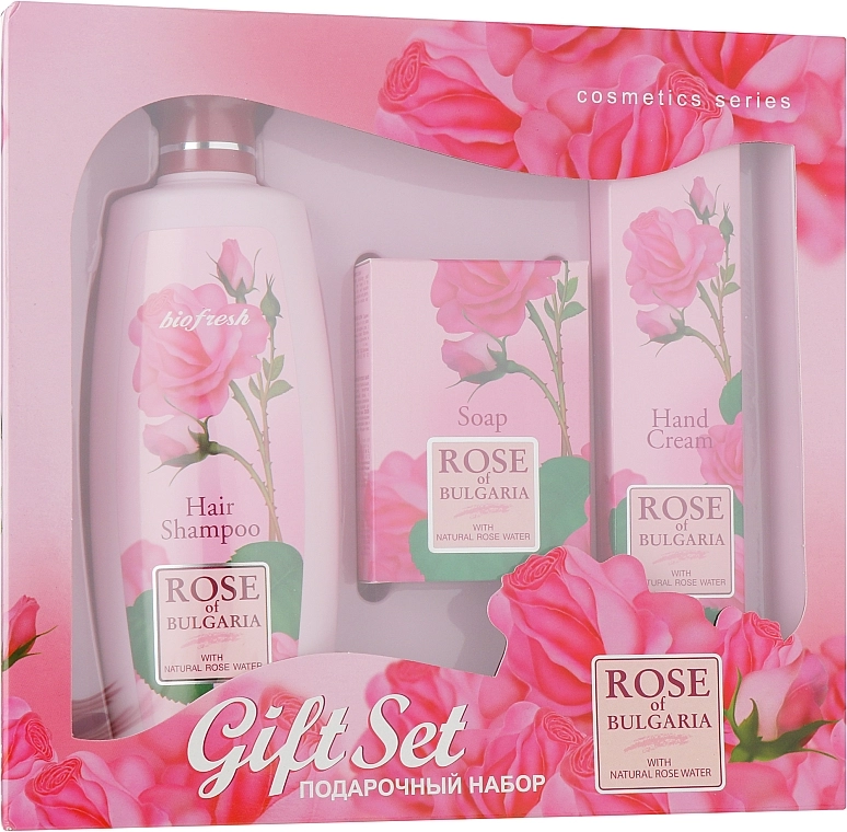 BioFresh Подарочный набор №3 Rose of Bulgaria (h/sh/330ml + soap/100g + h/cr/75ml) - фото N1