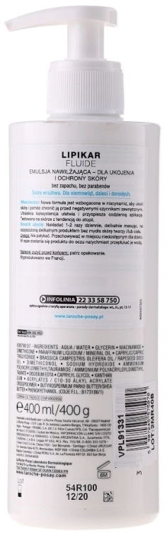 La Roche-Posay Увлажняющий флюид для ежедневного ухода за нормальной и склонной к сухости кожи младенцев, детей и взрослых Lipikar Fluide - фото N8