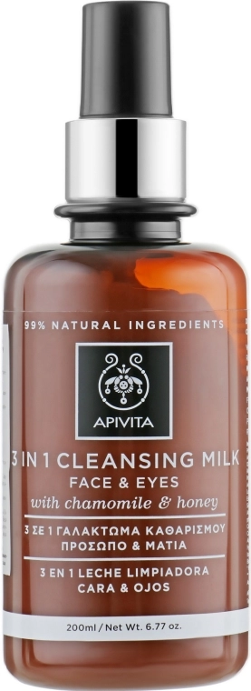 Apivita Очищающее молочко для лица и глаз, с ромашкой и медом Cleansing Milk - фото N1