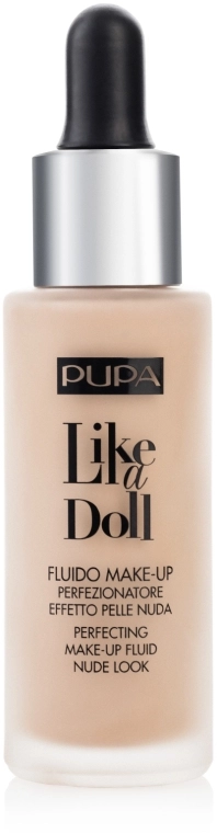 Рідка тональна основа - Pupa Like a Doll Perfecting Make-up Fluid Nude Look, 020 - Для світлої шкіри - фото N1