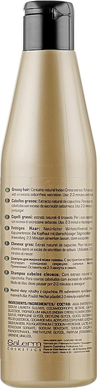 Salerm Шампунь для жирной кожи головы Linea Oro Shampoo Antigrasa - фото N2