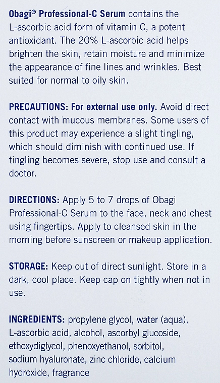 Obagi Medical Сиворотка для обличчя, 20% Professional-C Serum 20% - фото N3