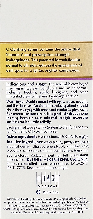 Obagi Medical Осветляющая сыворотка для нормальной и жирной кожи C-Clarifying Serum Oily - фото N3
