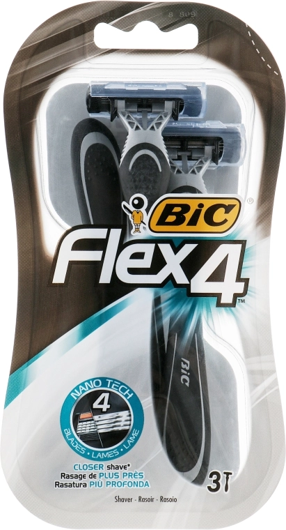 BIC Мужской станок для бритья "Flex 4", 3 шт. - фото N1