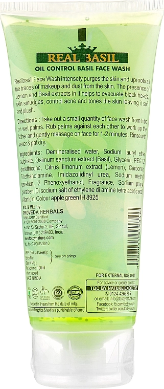 TBC Очищаючий засіб для вмивання Oil Control Basil & Lemon Face Wash - фото N2