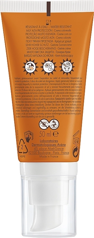 Avene Крем сонцезахисний тональний для сухої чутливої шкіри 50 Solaires Haute Protection Tinted Creme SPF50 - фото N2