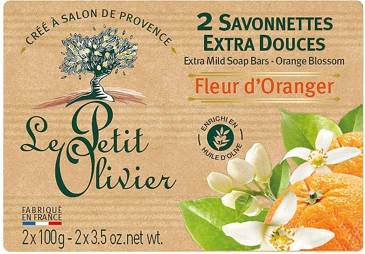 Le Petit Olivier Мыло экстранежное, с экстрактом цветка апельсина 2 extra mild soap bars-Orange blossom - фото N1