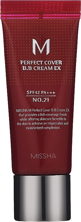 ВВ крем - Missha M Perfect Cover BB Cream EX SPF42/PA+++, 21 - Light Beige, 20 мл - фото N1