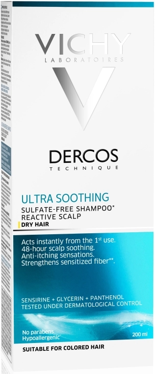 Vichy Успокаивающий шампунь для сухих волос Dercos Ultra Soothing Dry Hair Shampoo - фото N5